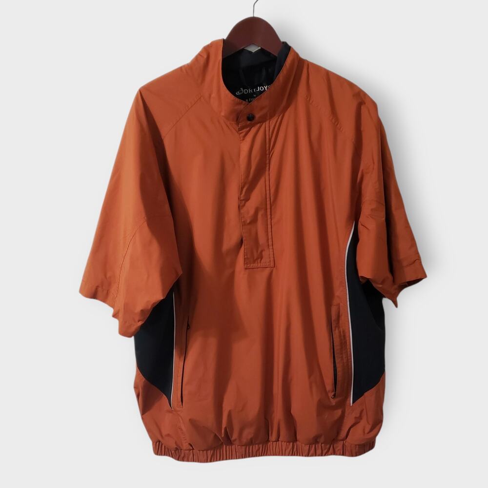 Dryjoy by Footjoy Mens Pullover Short‎ Sleeve Golf Jacket Windbreaker Orange Lg